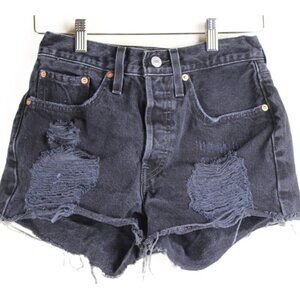 LEVI'S® 501 Original Distressed High-Waisted Button Fly Shorts in Black Wash